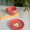 Pinterest Pink Heart Coffee Mug with Saucer Combo (Set of 2)