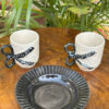 Black Ribbon Mugs & Pasta Plate Combo (Set of 3)