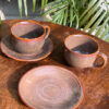Dark Brown Cappuccino Cups with Saucers (Set of 2)