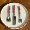 Crimson Bloom Handcrafted Cutlery Set (Set of 3)