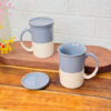 White & Grey Mug with Lid (Pack of 1)