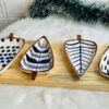 Ceramic Leaf Platter Set Of 4 with Wooden Tray
