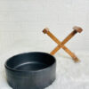Black Serving Bowl with Stand (Pack of 1)