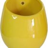 DDSS Ceramic Hanging Planter Wall Planter Porcelain Flower Pots Succulent Holder for Garden Herbs Plants Indoor Outdoor Use H. 16cm (Yellow)
