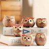 Owl Themed Ceramic Plant PotsTabletop Mini Container Decorative Indoor Outdoor Garden Planters Desk Aloe Cactus Succulent House Flower vase Home Vase Decor(Set of 6)