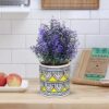 FG Foliage गमला Pi Pot 4 Painting | Cylindrical Ceramic Planter with Hand-Painted Artistic Designs | Decorative Indoor and Outdoor Flower Pot | Stylish Home and Garden Decor Accessory