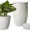 Amazon Brand - Solimo Indoor and Outdoor Round 5 Inch/12.9cm White Flower Planter Pot Best for Terrace/Balcony/Home/Office Décor – Set of 5