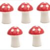 PLANTORI Set of 5 Ceramic Decorative Items | Terrarium Accessories | Miniature Toys | Mushroom Decor | Office Desk Items | Garden Decor Items | Flower Pot Figurines for Zen Garden(Size: 2 inches)