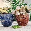 Niyara Small Combo Designer Handmade Combo Ceramic planters Pot for Indoor Outdoor Home,Garden Office Decor Balcony Flower Size- 15 cm and 15 cm Set of 2 (Blue & Brown)