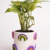 Local Kala Straight Out of Wonderland Planters Rainbow Decorative Item for Home Garden Indoor Outdoor Ceramic 1 Planter (Multicolour 3.5 X 3.5 X 4 Inches)
