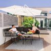 LOCCUS Outdoor Patio Furniture Set, Rope Conversation Sofa Set with Coffee Table, for Garden, Backyard Terrace Black Colour
