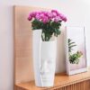 Kuber Industries Poly Fiber 12 Inch Aesthetic Flower Vase Long for Living Room and Center Table Bedroom | White Vase for Home Decoration and Centerpiece for Office Desk Decor | Orbit Face