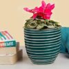 Medhini by Earth Store Ceramic 5 Inch Teal Spiral Planter for Indoor Outdoor Plants, Living Room, Garden, Balcony, Home Decor Flower Pot | Planter Set of 1 (Plant Not Included)