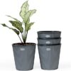 GREENON® 7 Inch Plant Pot Pack of 4 (8 Pots) | Grey Outer and Black Inner Planter | Self Water | UnFadable Flower Pot | Virgin Plastic Gamla | UV Treated | for Indoor and Balcony