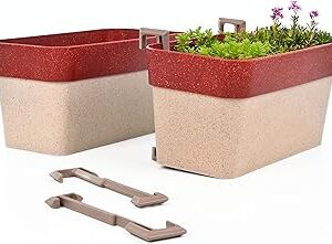 Eha Earth Friendly Duo Sling 12 inch Pots for Plants | Set of 2 Flower Pots for Home Decoration | Made with Bamboo Fibers, UV Protected Flower Pot | Hanging Planters for Living Room | Coral